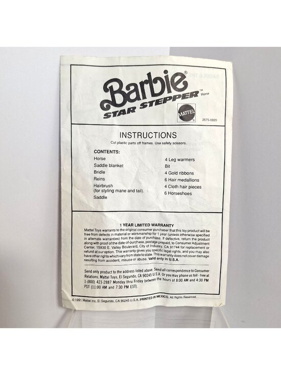 Mattel Other - Barbie Star Stepper Horse Instructions Manual 1991 Mattel Vintage
